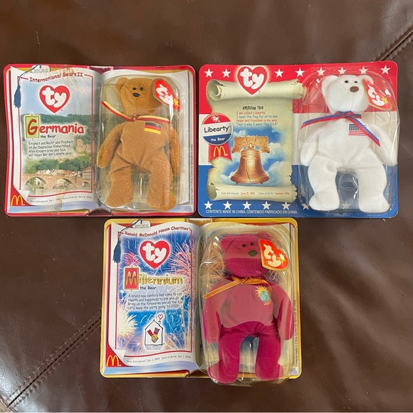 3 Collectible TY McDonald's Beanie Babies (Libearty, Germania, Millennium) NIB - Picture 5 of 7